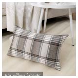 CARRIE HOME Brown Tartan Plaid Lumbar Pillow Cover 12x20 Set of 2 Farmhouse Buffalo Plaid Brown Striped Lumbar Throw Pillow Cover for Living Room Couch Sofa