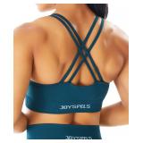 JOYSPELS Seamless Sports Bra for Women Strappy Workout Yoga Bra Medium Support Dark Blue