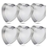 Didaey 6 Pieces Heart Shaped Cake Pans Bulk 8 Inch Aluminum Cake Heart Cake Mold DIY Baking Heart Pans Heart Cake Bakeware Mold Cake Pans for Kitchen Birthday Valentine Day Wedding Supplies