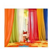 6 piece Rainbow Transparent Window Panel Curtain Set Explosion Special!!!! Orange, Green, White, Red, Yellow, Blue