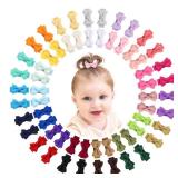 Mini Fully Lined Grosgrain Ribbon Hair Bows Clips for Girls   1.2 Tiny Bows for Fine Infant Hair, 60PCS (30 Colors in Pairs)