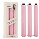 Luckybear Jumbo Heatless Hair Curler, 3pcs Pink Satin Flexi Rods   Heatless Curls, Soft Velvet Overnight Sleeping Curls Styling Tools for All Hair Types