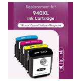 940XL Compatible Ink Cartridge Replacement for 940 940 XL Cartridge for HPQ Officejet Pro 8000 8500 8500A 8500A Plus printer. Machine Model A809a A811a A909a A909g A909n A910a A910g A910n (4 Pack)