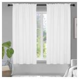 Deconovo Soild Rod Pocket Blackout Curtains, White, 42W x 63L Inch