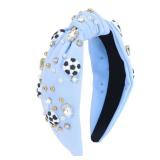 Casoty Blue Soccer Headband for Women, Sports Knotted Headband, Soccer Top Knot Headband for Women Girls, Game Day Sports Hair Accessories for Daily Wear