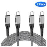 Durcord USB C to USB C Cable, 2Pack 100W 10ft USB C Charger Cable Fast Charging for Android/Phone/Pad, Type C to Type C Charger Braided USB Cable Compatible with iPhone 16/15 Pro Plus Max Silver