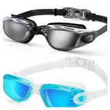 ALLPAIPAI Swim Goggles Adult 2 Pack,Swimming Goggles Pool Anti Fog No Leaking For Kids Women Men Youth