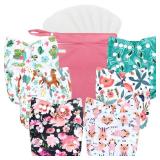 wegreeco Cloth Diapers 6 Pack with 6 Inserts & 1 Wet Bag, Washable Cloth Diapers for Babies, One Size Adjustable Reusable Diapers Baby (Flower)