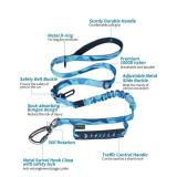 Hotsky Tactical Dog Leash Heavy Duty for Medium Large Dogs, 4 6Ft Strong Bungee Shock Absorbing Dog Leash, Padded Double Handle Military Dog Leashes with Car Seatbelt for Training,Blue Camo