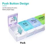 MOLN HYMY 7 Day Pill Organizer 2 Times a Day, AM PM Pill Box Twice Daily, Large 14 Dividers Vitamin Holder with Easy Push Button