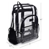 Masirs Heavy Duty Clear Backpack, Stadium Approved Transparent Design, Quick Access at Security Checkpoints, Adjustable Shoulder Straps, Dual Zippered Compartments & Mesh Side Pockets, (16H x 11W)