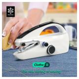 SnowVoice Handheld Sewing Machine,Two dear,Mini sewing machine,Easy to Use and Fast Stitch Suitable for Clothes,Fabrics, DIY Home Travel Electric Handheld Sewing Machine for Beginners(Milk White)