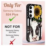 LISEVO for Samsung Galaxy S24 Plus Case   [Compatible with MagSafe] Women Girls Cute Magnetic Protective Phone Cover Cow Sunflower Heavy Duty Shockproof Funda for Samsung S24+ Plus Cases