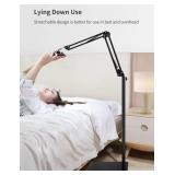 BluuSuuk Tablet Floor Stand with Double Weight Base, Overhead Bed Phone Mount Height Adjustable Arm Stretchable Stand Holder, Compatible with iPad Mini Air Pro, Galaxy Tab, Kindle, Switch, Cell Phones