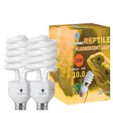 2 Pack 23 Watt Reptile Bulb Desert UVA UVB Light   10.0 UVB Reptile Light   Compact Florescent Terrarium Bulb Suitable for Desert Reptiles Lizards Bearded Dragons Tortoises CFL UVB Bulb (23 Watt 10.0)