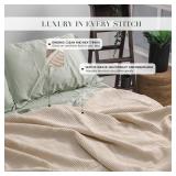 GOTS Certified 100% Organic Cotton Salt Earth Throw Blanket, 90 X 80 Waffle Blankets & Throws For Home, Throw Blanket For Couch, Modern And Cozy Blanket, All Season, Comfy & Soft Blanket (Parchment)