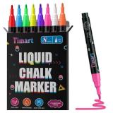 Timart Extra Fine Tip Chalk Markers (8 Pack 1mm Point), Liquid Chalk Pens   Dry Erase Marker Pens for Blackboard, Chalkboards, Windows, Glass, Bistro, Cars, Signs, Chalkboard Labels Included