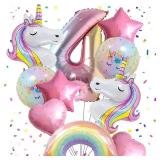 Unicorn Balloons Unicorn Birthday Party Decorations for Girls Foil Balloons Set Macaron and Rainbow Balloon Wedding Baby Shower Party Supplie (number 4)