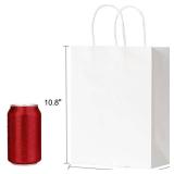 RACETOP White Paper Bags with Handles Bulk 8x4.5x10.8 100Pcs Gift Bags Medium Size, White Gift Bags with Handles, Gift Bags Bulk, Retail Bags, Party Bags, Shopping Bags, Merchandise Bags