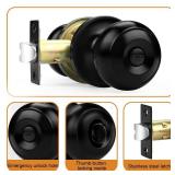 Probrico Interior Door Knob Matte Black Door Lever with Lock, Indoor Keyless Door Handle, Privacy Door Lock Knob for Bedroom/Bathroom Flat Ball Knob, 1 Pack