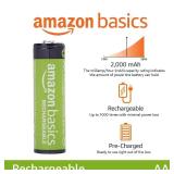 Amazon Basics 16 Count Rechargeable AA NiMH Batteries, 2000 mAh, Recharge up to 1000x Times, Pre Charged