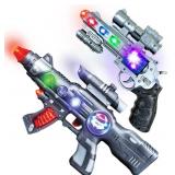 LED Light Up Toy Gun Set by Art Creativity   Includes 12.5 Inch Assault Rifle, 9 Inch Hand Pistol and Batteries   Super Ray Gun Blasters with Colorful Flashing LEDs and Sound   Cool Play Toy for Kids