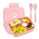 Fenrici Bento Lunch Box For Girls & Teens, Made with Plastic Free Wheat Straw, Utensils Included, 5 Compartments, Best Lunch Box, BPA Free Bento, Microwave and Dishwasher Safe, Pink