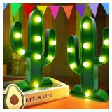 [ Extra Large & 2 Pack ] Cactus Light Mexican Party Decorations Total 16 LED 10 Inch Cactus Decor Fiesta Cinco De Mayo Decor Cute Night Lamp for Table Kids