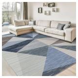 HOMFINE Washable Modern Area Rug   Geometric 5x7 Rugs for Living Room, Bedroom, Machine Washable Rug Soft Non Slip Non Shedding Area Rug   Blue, 5