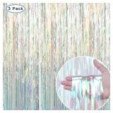 3 Pack Fringe Curtains Party Decorations,Tinsel Backdrop Curtains for Parties,Photo Booth Wedding Graduations Birthday Christmas Event Party Supplies (Transparent Rainbow)