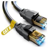 Cat 8 Ethernet Cable, 1.5Ft 3Ft 6Ft 10Ft 15Ft 20Ft 30Ft 40Ft 50Ft 60Ft 100Ft Heavy Duty High Speed Internet Network Cable, Professional LAN Cable Shielded in Wall, Indoor&Outdoor