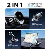 KPON for Magsafe Car Mount Charger,15W MAX Magnetic Phone Holder Wireless Car Charger, Fast Charging Air Vent/Dashboard for iPhone 16 Pro Max Plus Mini/15/14/13/Mini/Samsung Galaxy/Google MagSafe Case