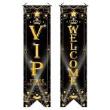 Blulu VIP Party Decorations Roaring 20s Movie Night Party Decorations Movie Night Banner VIP Porch Sign Movie Theater Banner Now Showing Hanging Porch Sign 1920s Party Decorations Supplies (Black)