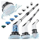 Leebein Electric Spin Scrubber, Cordless Cleaning Brush with 8 Replaceable Brush Heads, Tub and Floor Tile Power Scrubber Dual Speed with Adjustable & Detachable Handle for Bathroom Cleaning