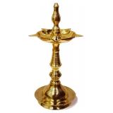 Satvik 1 Pc Handmade Brass Kerala Samai Diwali Puja Deepak 1 Step Diya 10 Inch Kutthu Vilakku Pooja Dia Oil Lamp Deepam Engraved Adjustable Deep Deepawali Indian Housewarming Return Gift Item Bulk