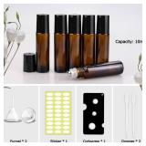 sungwoo 12 Pack Essential Oil Roller Bottles Stainless Steel, 10ml Amber Glass Roller Bottles with Caps for Travel, Perfume and Lip Gloss