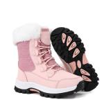 COOJOY Womens Winter Snow Boots Waterproof Shoes Tennis Walking Comfortable Hiking Booties Furry Mid Calf Warm Lightweight Pink,US8 EU40