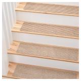 MBIGM 8 X 30 (15 in Pack) Non Slip Carpet Stair Treads Non Skid Safety Rug Slip Resistant Indoor Runner for Kids Elders & Pets with Reusable Adhesive   Cornstalk   Carpet Pads for Stairs