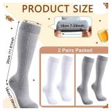 Hercicy 2 Pairs Oktoberfest Socks Long Embroidered German Bavarian Lederhosen Compression Socks High Knee Cotton Traditional Oktoberfest Outfit Costume for Men Boys, Gray and White