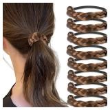 8 PCS Hair Ties Wig Braided Hair Elastic Rope Ponytail Holders for Women Girls Teens Daily Hair Accessories Shower Makeup Performance Styling Tools (Light brown)