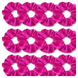 IVARYSS Hot Pink Scrunchies, Premium Velvet Soft Hair Scrunchy, Solid Colors Thick Elastic Bands, Hair Accessories for Women and Girls, 12 Pack