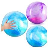 Deekin 2 Pcs 15 Inch 18 Inch Marbleized Bouncy Balls Large Hedstrom Ball Inflatable Rubber Playground Sensory Balls Bouncy Toys Balls for Outdoor School Water(15 Inches,Blue and Purple)