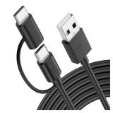 2in1 Tablet Charger Cord Replacement for All Amazons Kindle Fire HD 6 7 8 10, Kids E Reader, Oasis Paperwhite, TV Stick, Samsung Galaxy Tab A S2, Android Micro USB Charging Cable with Type C Adapter