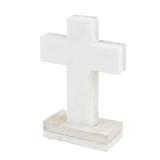 Mud Pie White Marble Wood Cross; 7 x 3 3/4