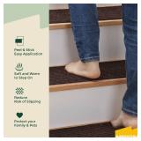 MBIGM 8 X 30 (7 in Pack) Non Slip Carpet Stair Treads Non Skid Safety Rug Slip Resistant Indoor Runner for Kids Elders and Pets with Reusable Adhesive   Brown