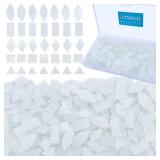 LITMIND Misty White Stained Glass Mosaic Tiles   240 Pieces in 5 Shapes (Rectangle, Triangle, Rhombus, Square, Leaf) for Crafts & Mosaic Projects