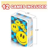 Gamie Mini Smile Playing Cards Deck   Pack of 12 2.5 Inches Tall   Blue Checkerboard Background   Poker Casino Cards   Carnival Prize, Party Favor and Gift Idea for Kids Ages 3+