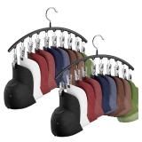 Cuipingoo Hat Hangers for Closet, Metal 2 Pack Hat Organizer Holder for Hanger & Room Closet Display, Hat Racks for Baseball Caps w/10 Clips, Hat Holder for Ball Caps & Accessories, for Men Women