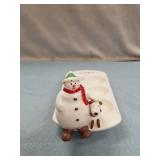 Hallmark Let it Glow Christmas Tea Light Holder Snowman w Dog Ice Tray Ceramic