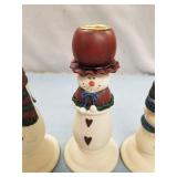 LOT OF 3 SNOWMEN CANDLESTICKS